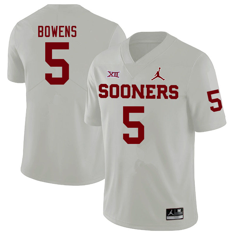Oklahoma Sooners #5 Micah Bowens College Football Jerseys Sale-White